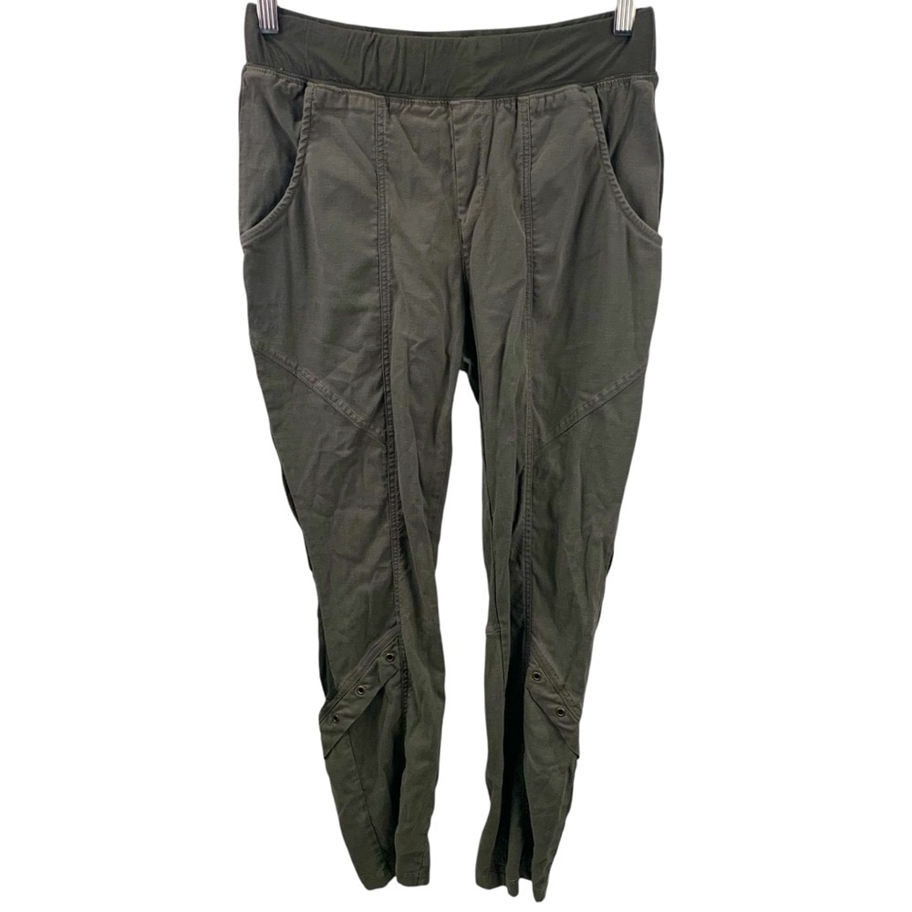 XCVI sz S Army Olive Green Tapered Ankle Joggers Stretch Lyocell Blend Grommets